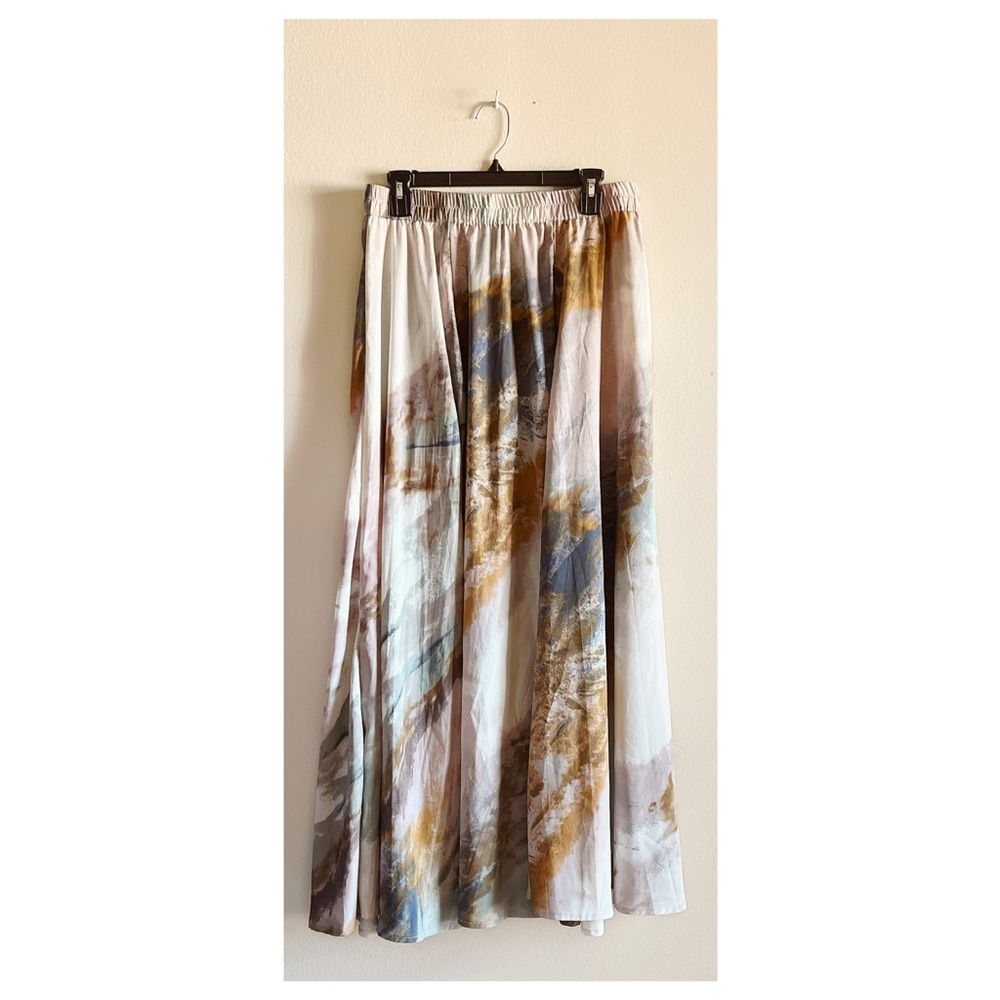 Neutral Abstract Print Maxi Skirt